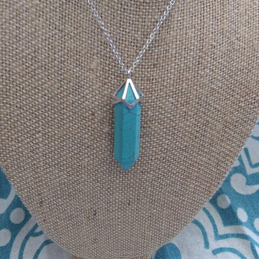 Aqua Howlite Fine Silver Plated Necklace